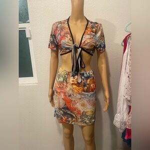 Fashion Nova Artistic Print Two-Piece Set